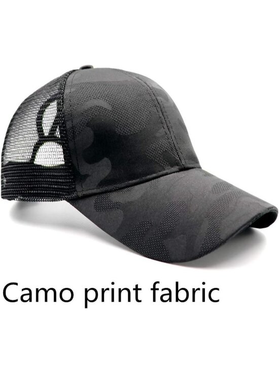 〽️Women White Black 2 High Ponytail Baseball Cap Trucker Bad Hair Day Adjustable main image 6